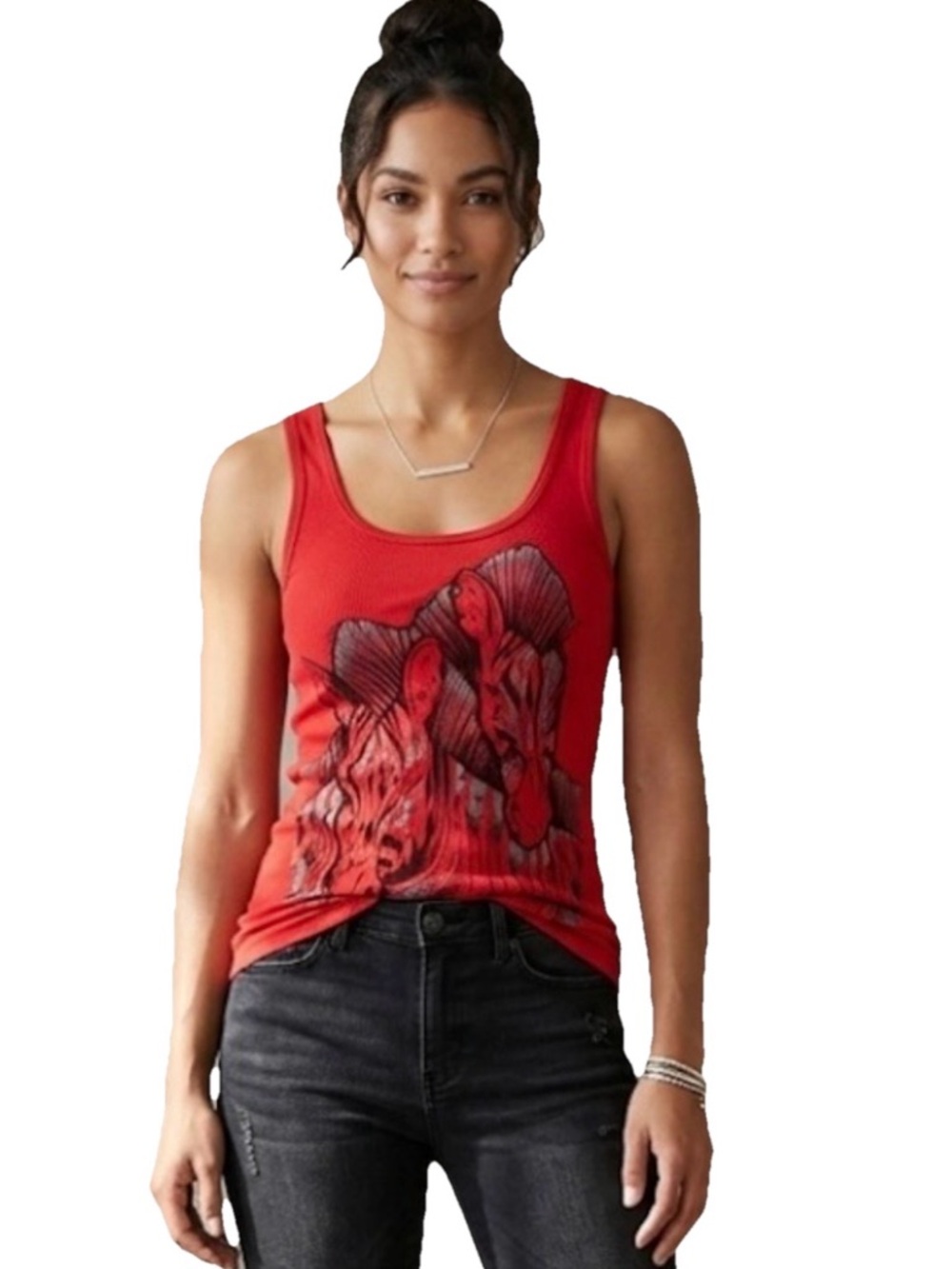 Key Closet Zebras Women’s Red Ribbed Cotton Tank Top Size XL